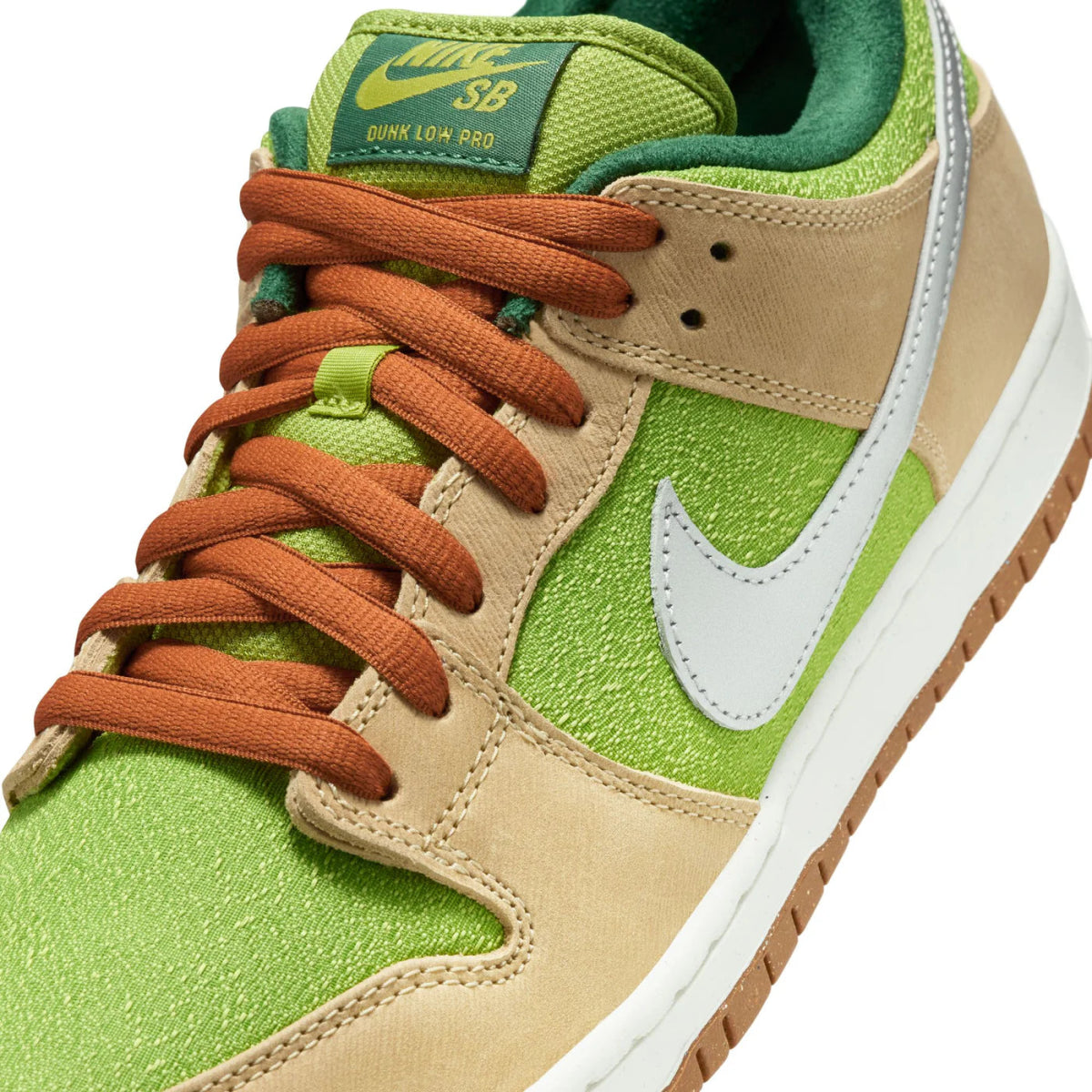 Nike SB Dunk Low Pro in Sesame/Metallic Silver - Pear - Fir - Goodnews Skateshop