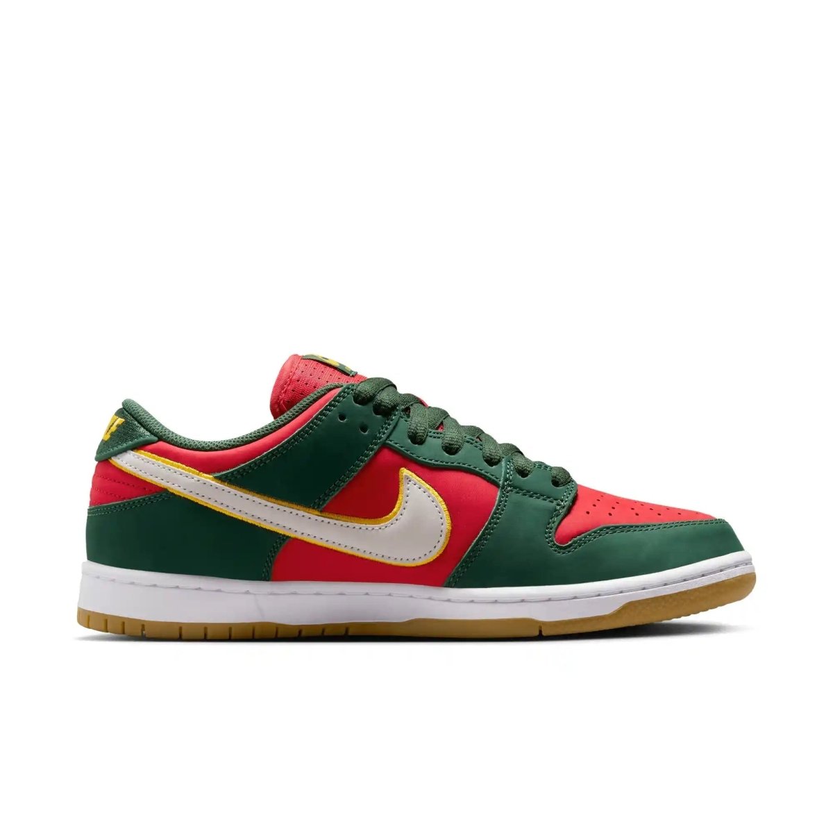 Nike SB Dunk Low Pro Premium in Fir/White - University Gold - Fire Red - Goodnews Skateshop