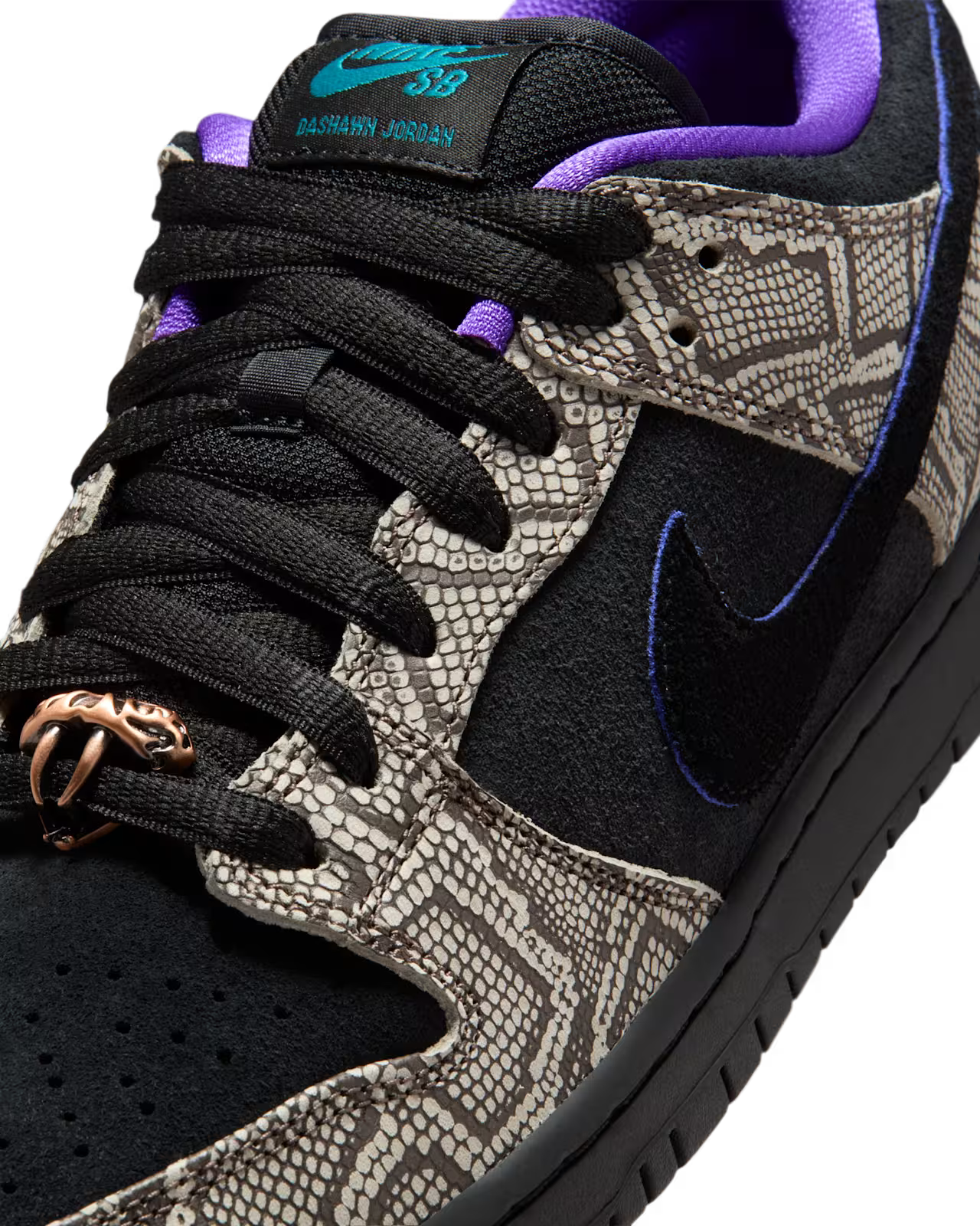 Nike SB X Dashawn Jordan Dunk Low Pro in String/Black-Bright Spruce-Fierce Purple