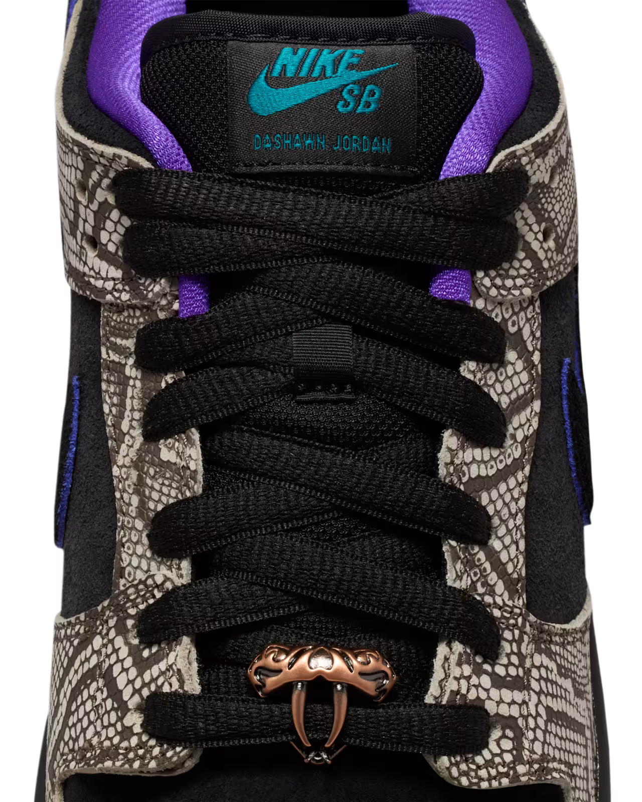Nike SB X Dashawn Jordan Dunk Low Pro in String/Black-Bright Spruce-Fierce Purple