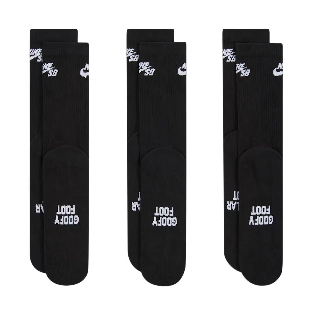 Nike SB Everyday Elevated Sock 3 Pack in Black - Goodnews Skateshop