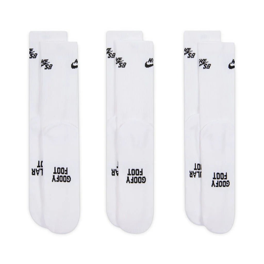 Nike SB Everyday Elevated Sock 3 Pack in White - Goodnews Skateshop