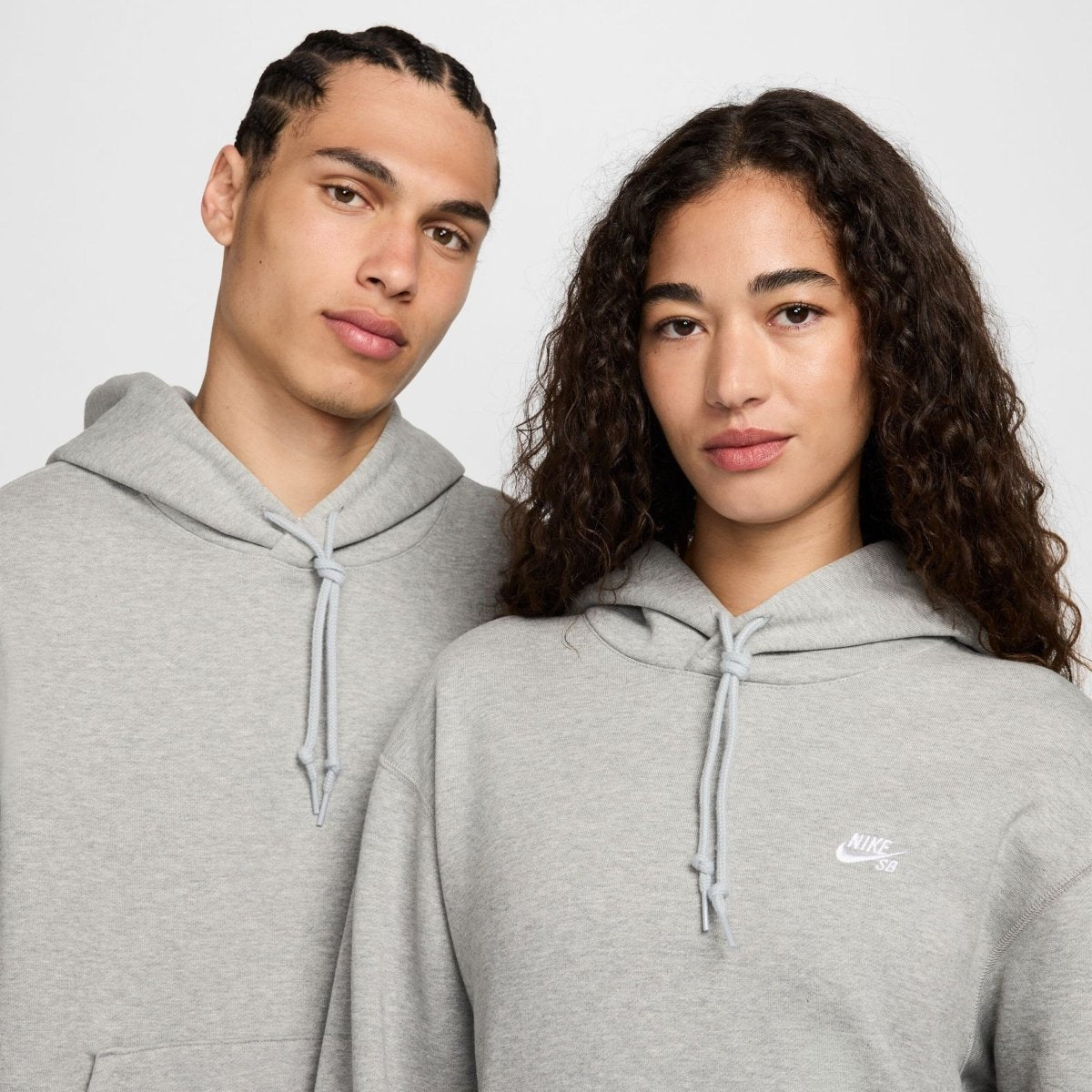 Nike SB Fleece Pullover Skate Hoodie in Dark Grey Heather/White - Goodnews Skateshop