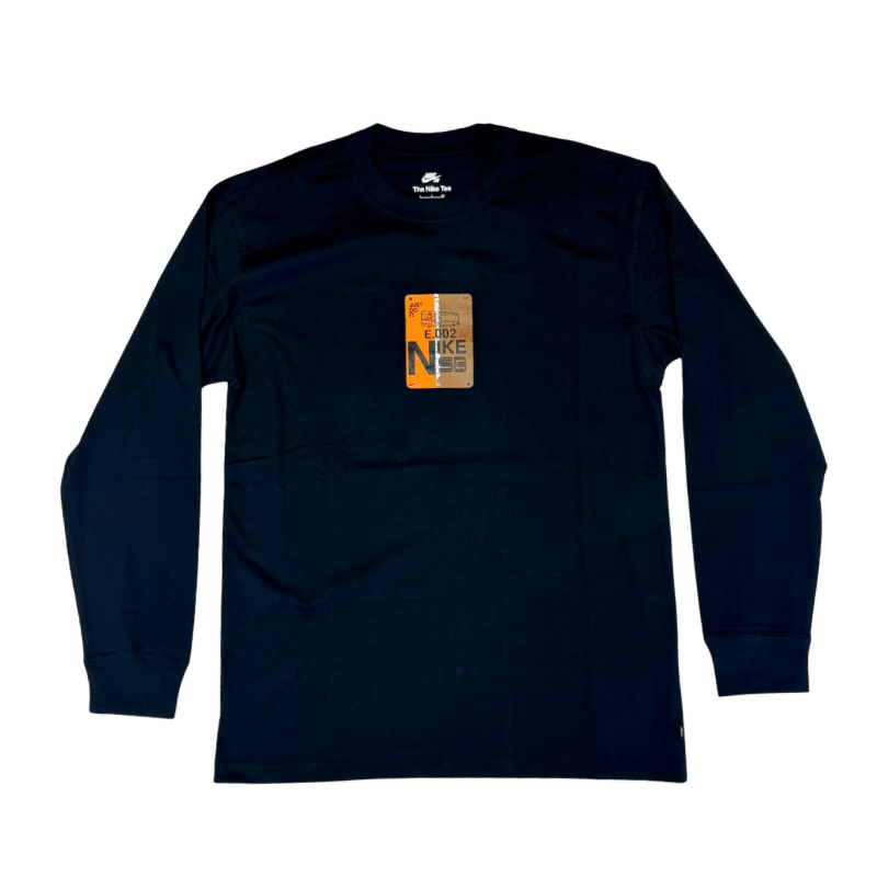 Nike SB Muni Fast Pass Long Sleeve Skate T-Shirt in Black/Safety Orange - Goodnews Skateshop