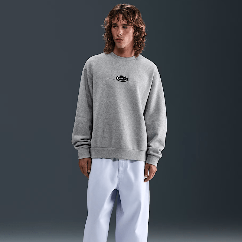 Nike SB X Eric Koston Fleece Skate Crew in Dark Grey Heather - Goodnews Skateshop