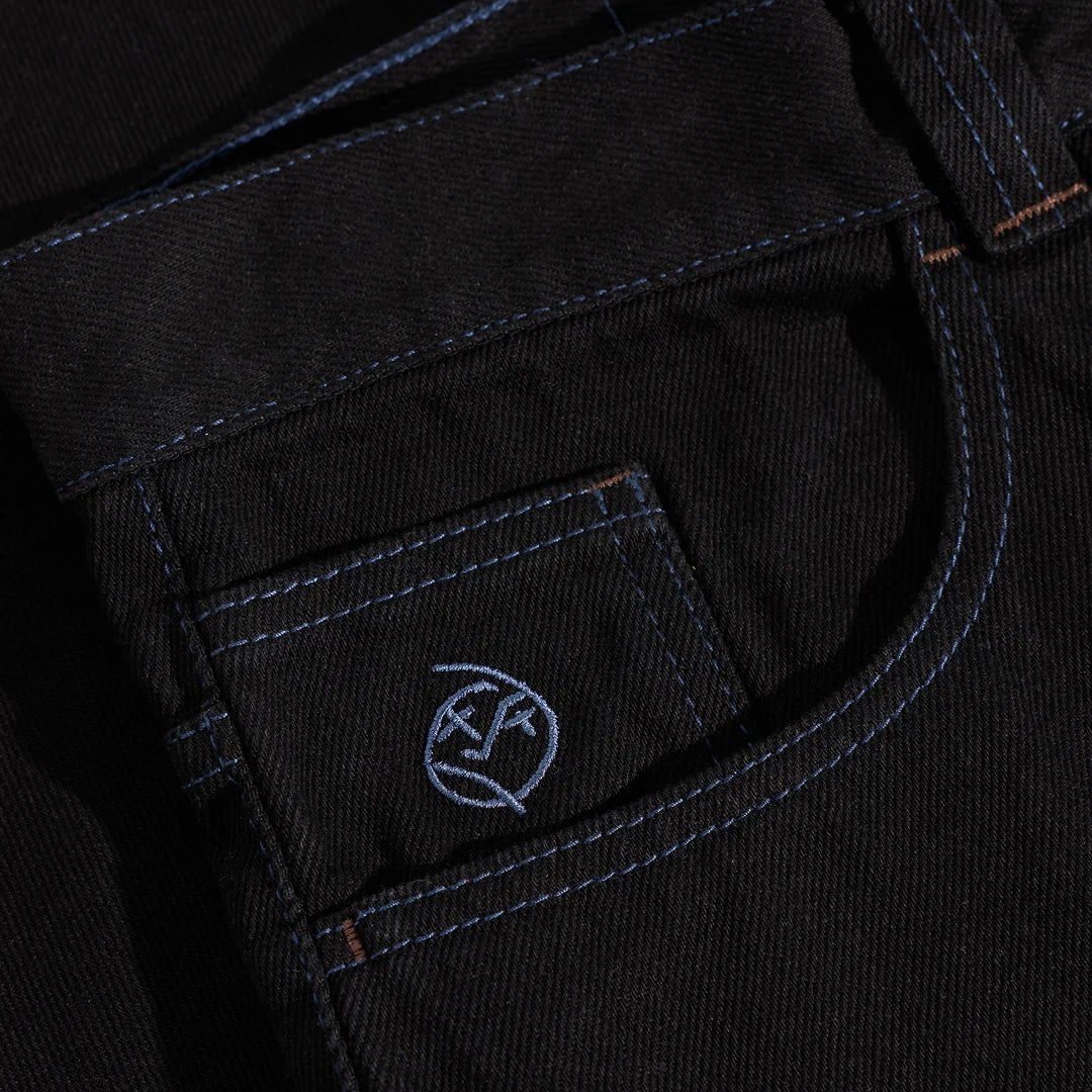 Polar Big Boy Jeans in Black/Blue Stitching - Goodnews Skateshop