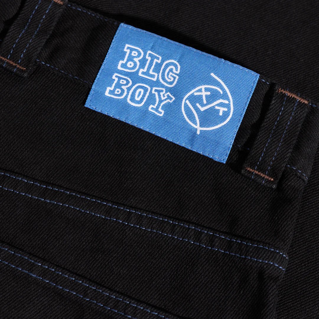 Polar Big Boy Jeans in Black/Blue Stitching - Goodnews Skateshop