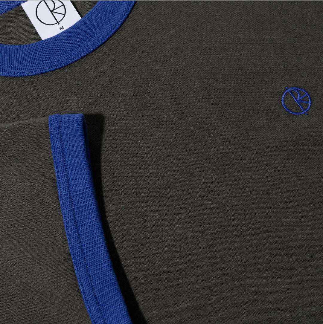 Polar Ringer T-Shirt in Dirty Black/Egyptian Blue - Goodnews Skateshop