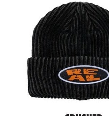 Real Crushed Cuff Beanie in Black/Charcoal - Goodnews Skateshop