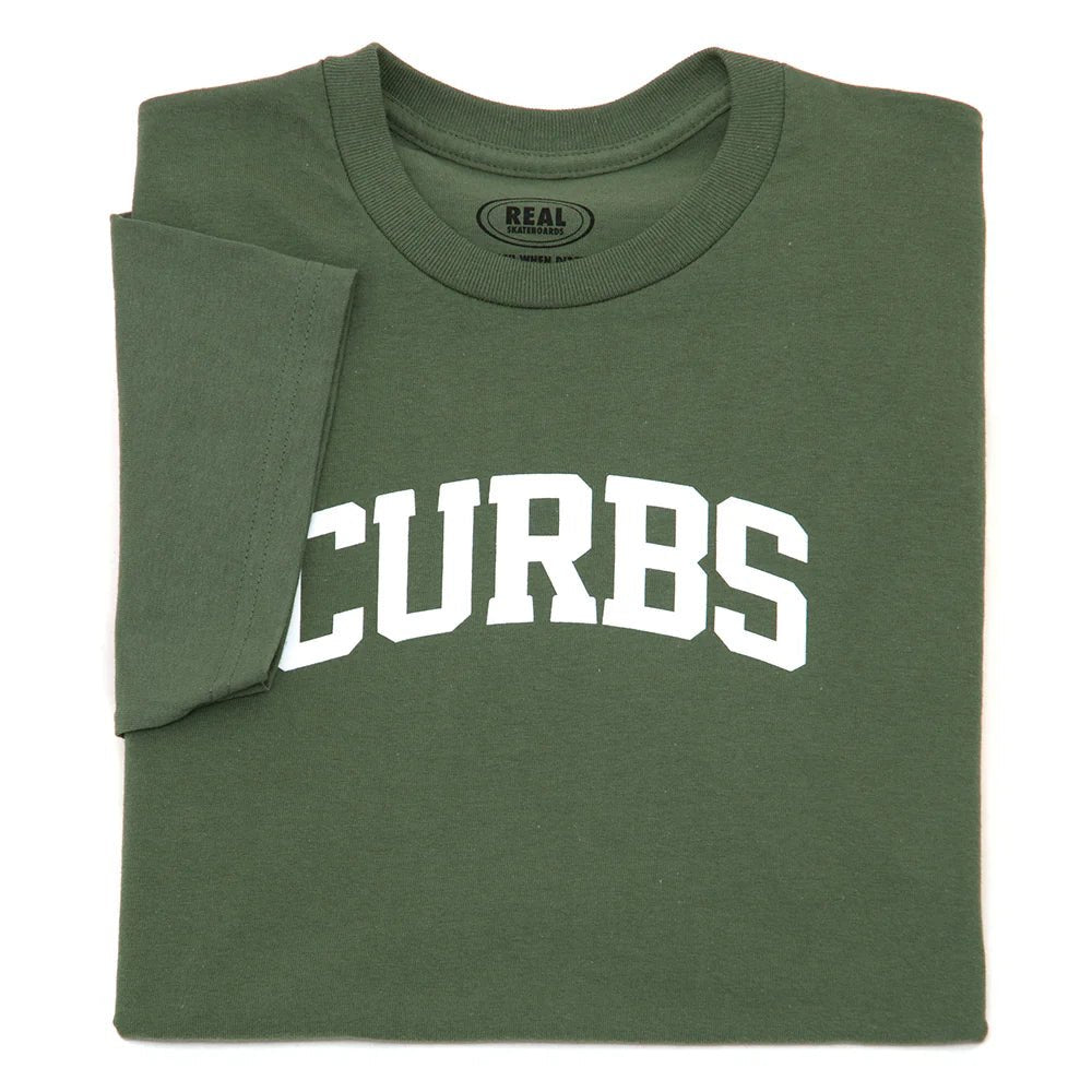 Real Curbs T-Shirt in Military Green - Goodnews Skateshop