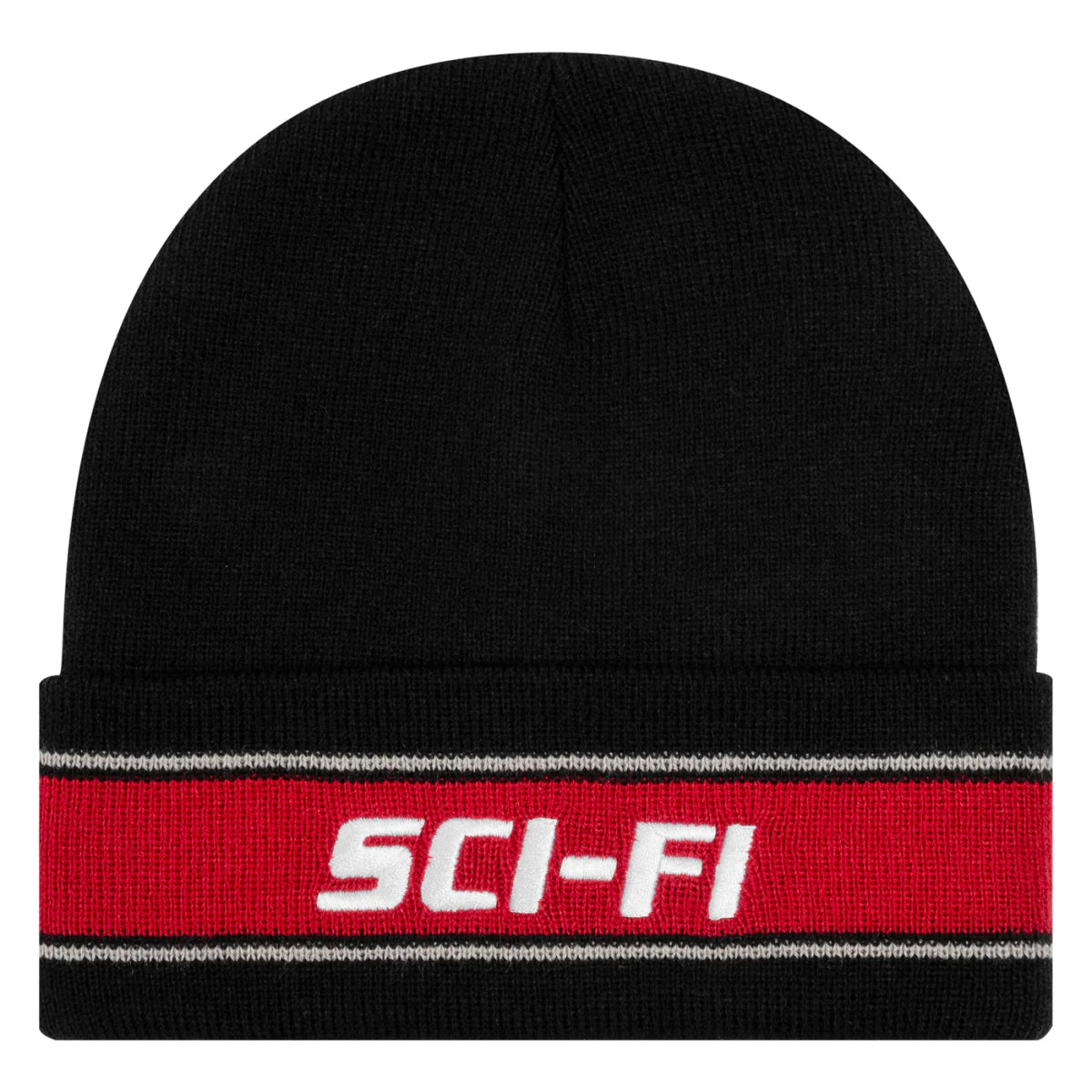 Sci - Fi Fantasy Striped Logo Beanie in Black - Goodnews Skateshop