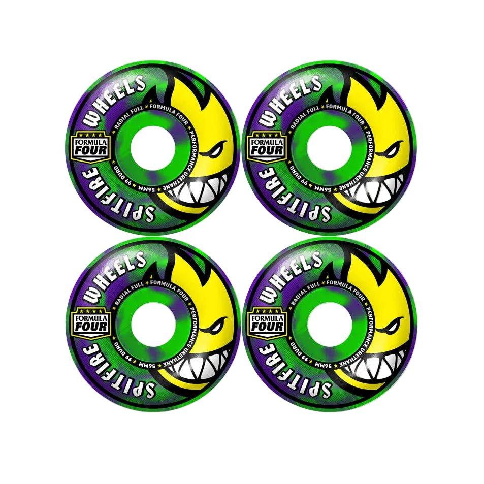 Spitfire F4 Team Colors Radial Full 99d 56mm in Neon Green/Purple - Goodnews Skateshop