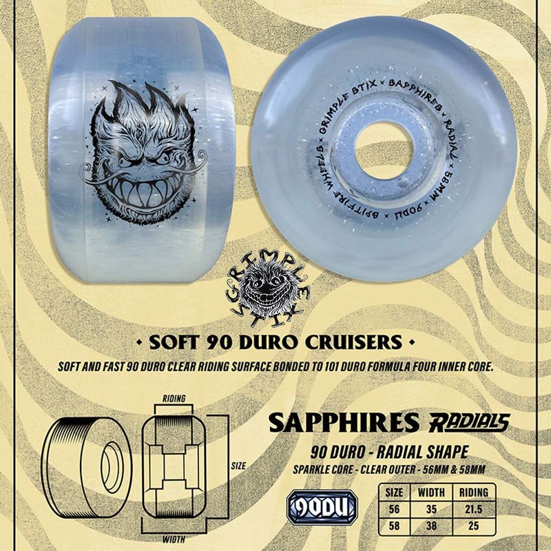 Spitfire X Grimple Saphire Wheels Clear 56mm 99d - Goodnews Skateshop