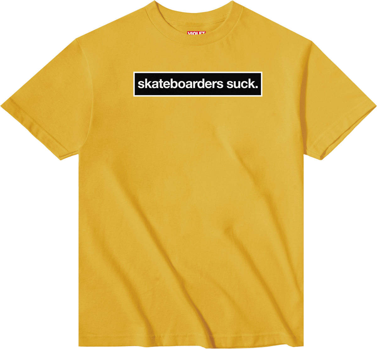Violet But We're Cooler Than Everyone Else T-Shirt in Mustard - Goodnews Skateshop