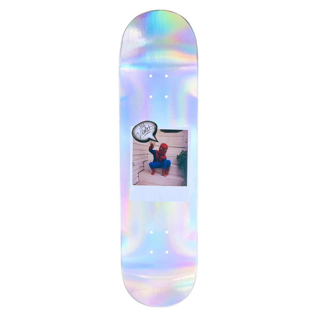 Violet Spiderman Polaroid Deck 8.25 - Goodnews Skateshop