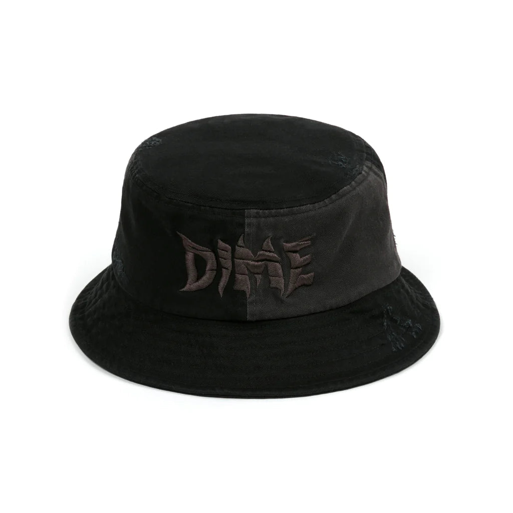 Dime Split Distressed Bucket Hat in Black - Goodnews Skateshop