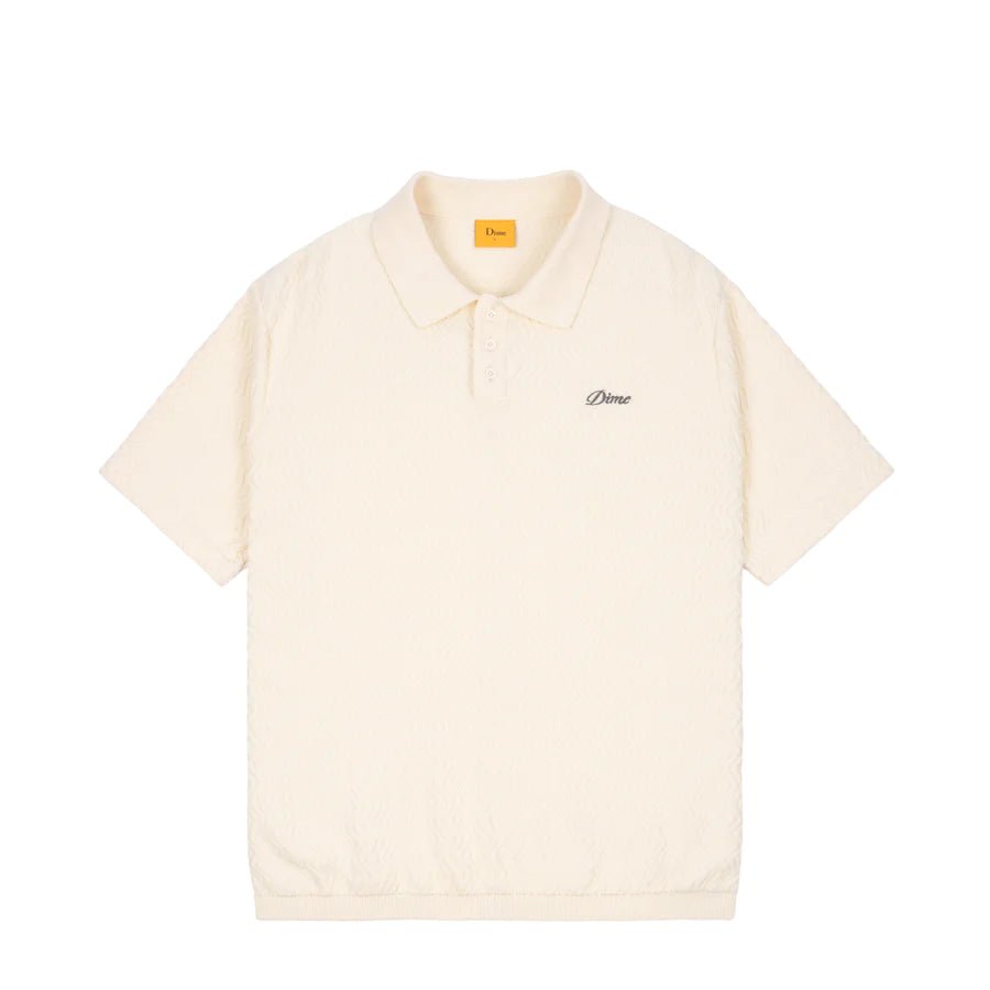 Dime Wave Cable Knit Polo in Cream - Goodnews Skateshop